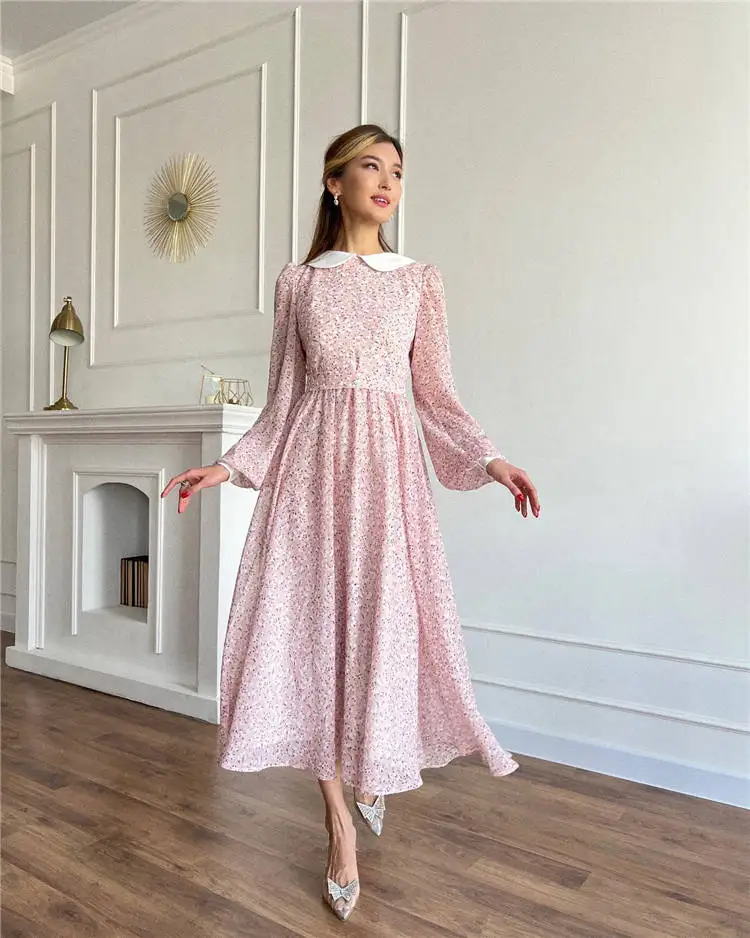 knee length dresses for ladies Girls Houndstooth Collared Long Sleeve Dress – Farmhouse Market TX