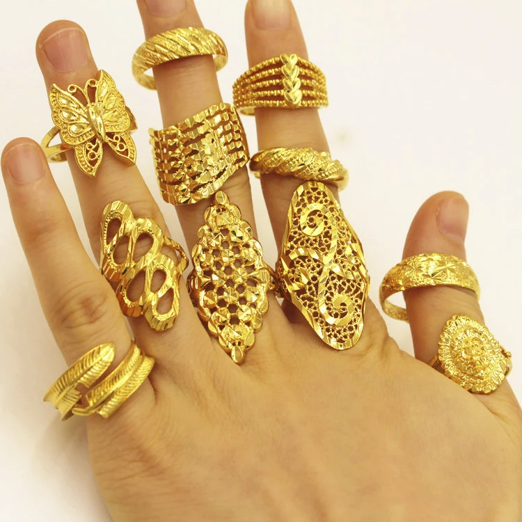 80Pcs Women Color Flowers Rhinestones Golden alloy Rings Wholesale Jewelry YFP 