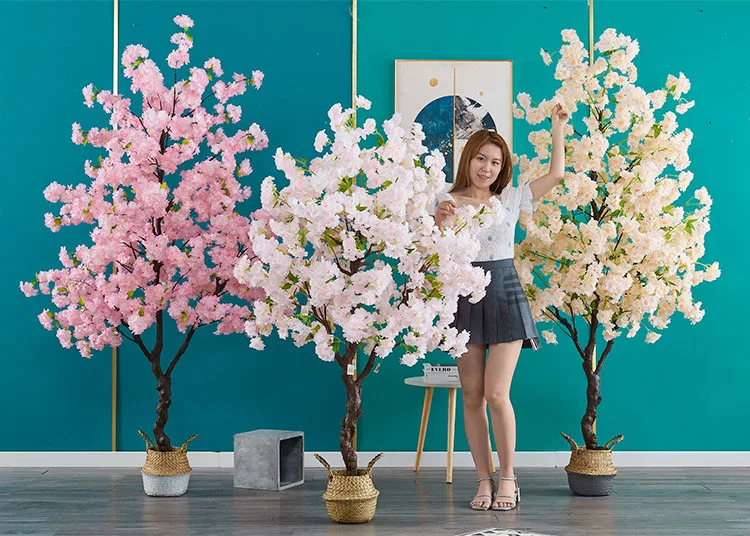 Knstliche Sakura Baum Innen pflanze Bonsai Dekor Wohnzimmer Dekoration  Rosa simulierte Pflanzen mit Topf Simulation Blumen