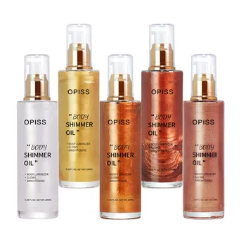 Wholesale Glitter Spray body Shimmer Oil Liquid Highlighter Waterproof Face Body Shimmer Sunscreen Tanning Oil