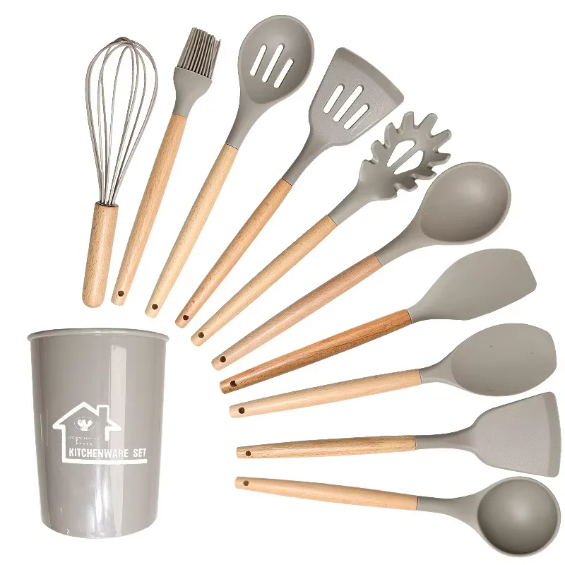 product customized wholesale high quality silicone kitchen utensils set high temperature spatula spoon silicone spatula kitchenware set-11