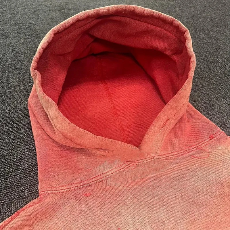 Custom Logo Winter Heavyweight Vintage Acid Washed 100% Cotton Oversized Hoodie Men's Drop Shoulder Sweater gallery 3