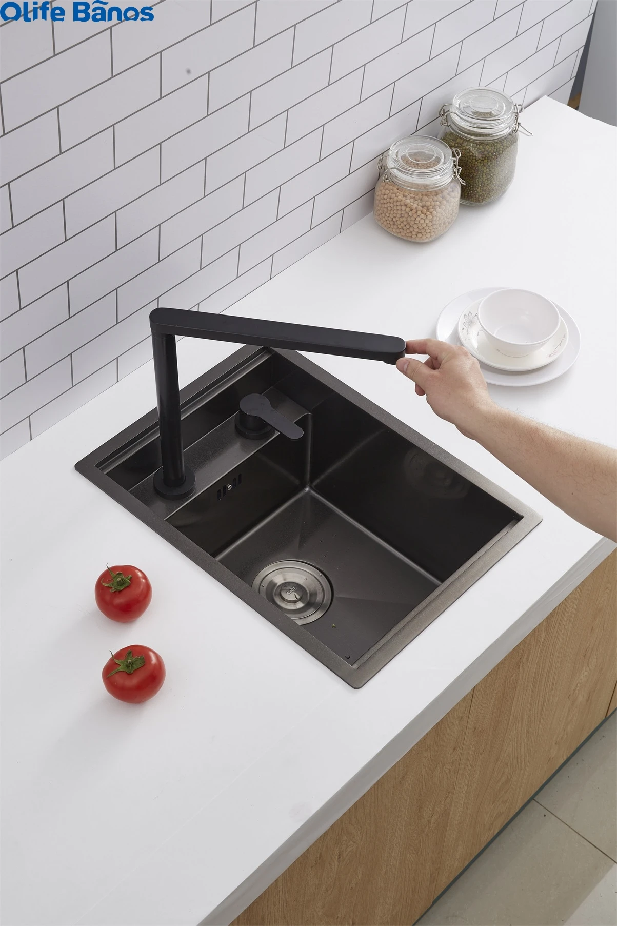 Olife Banos 45x35cm hidden sink 304 stainless steel single-slot small bar wash basin black mini island wash basin invisible sink manufacture