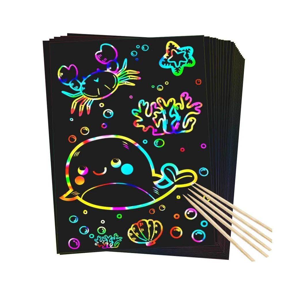 100 Sheets A4 Size Rainbow Scratch Art Paper For Kids Buy Scratch Off