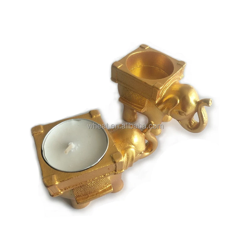 China Factory High Quality Customize Logo Gift Sell Well Golden Elephant Tea Light Holder