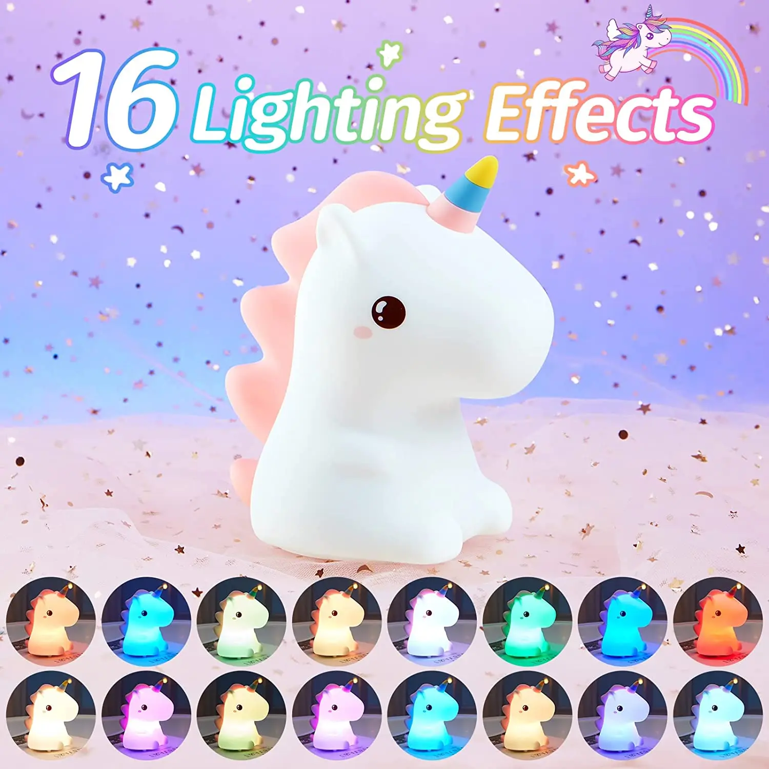 Cute Unicorn Kids Baby Nursery Bedroom Night Light Lamp Gifts Silicone ...