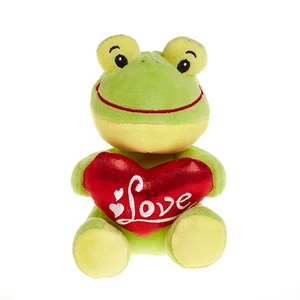 Yangzhou Toys Factory's Personalized Green Big Frog Stuffed Toy Plush Material PP Cotton Red Heart for Valentine's Day Wholesale