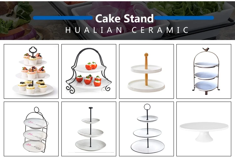 Factory Prices Inimalism 3 Tier Ceramic Hotel Dessert Plates with Metal Iron Stand for Wedding Birthday Party