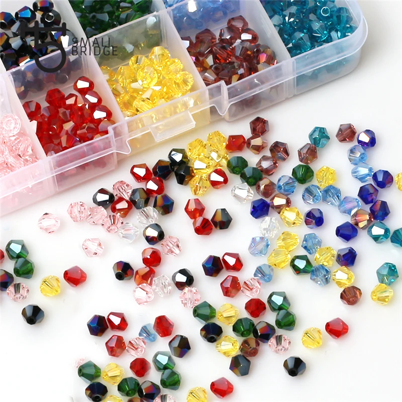 10 Grids Box Trendy Set Bicone Glass Beads for jewelry loose spacer beads wholesale details