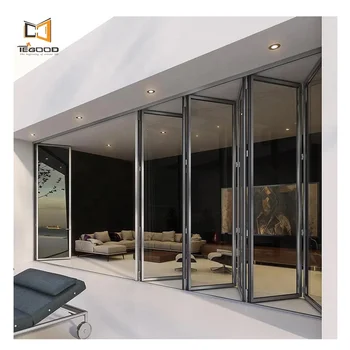 Tegood single or double glass soundproof upvc folding door for villa balcony