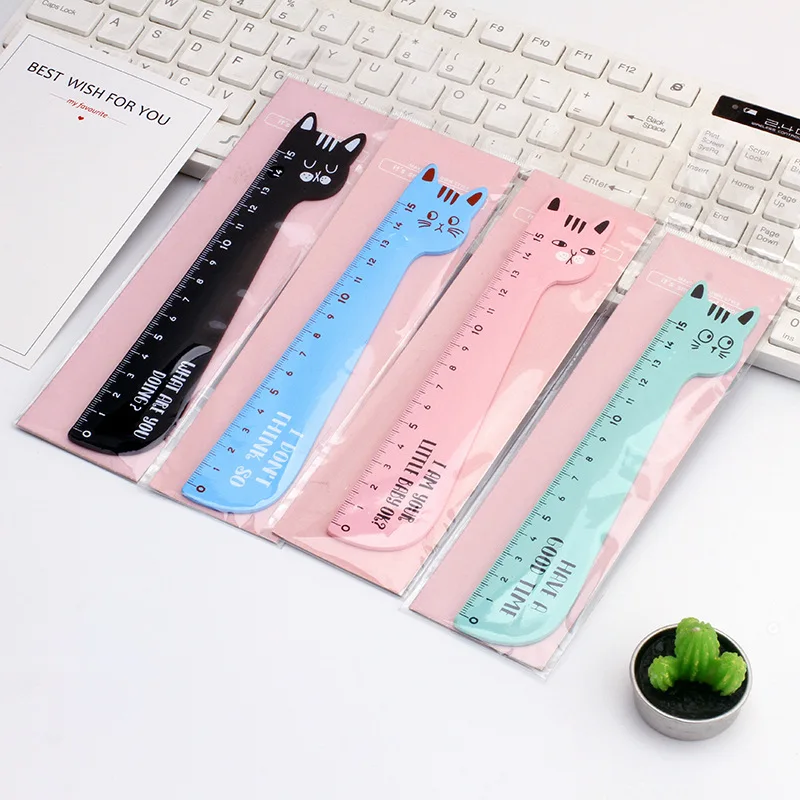 15CM Kawaii Cat Rulers Cute Wooden for Children Girls Gift School Office Supplies Measure Tools Stationery