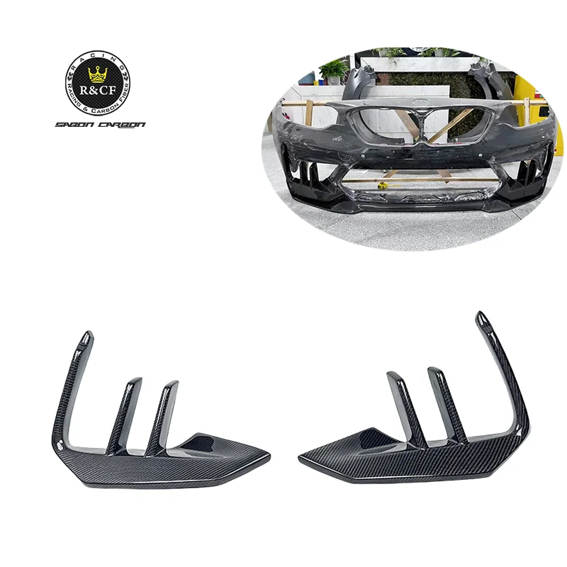 2 Fin Style F87 M2C Carbon Fiber Front Splitter Bumper Inlet Air Duct for BMW F87 M2C 18-21