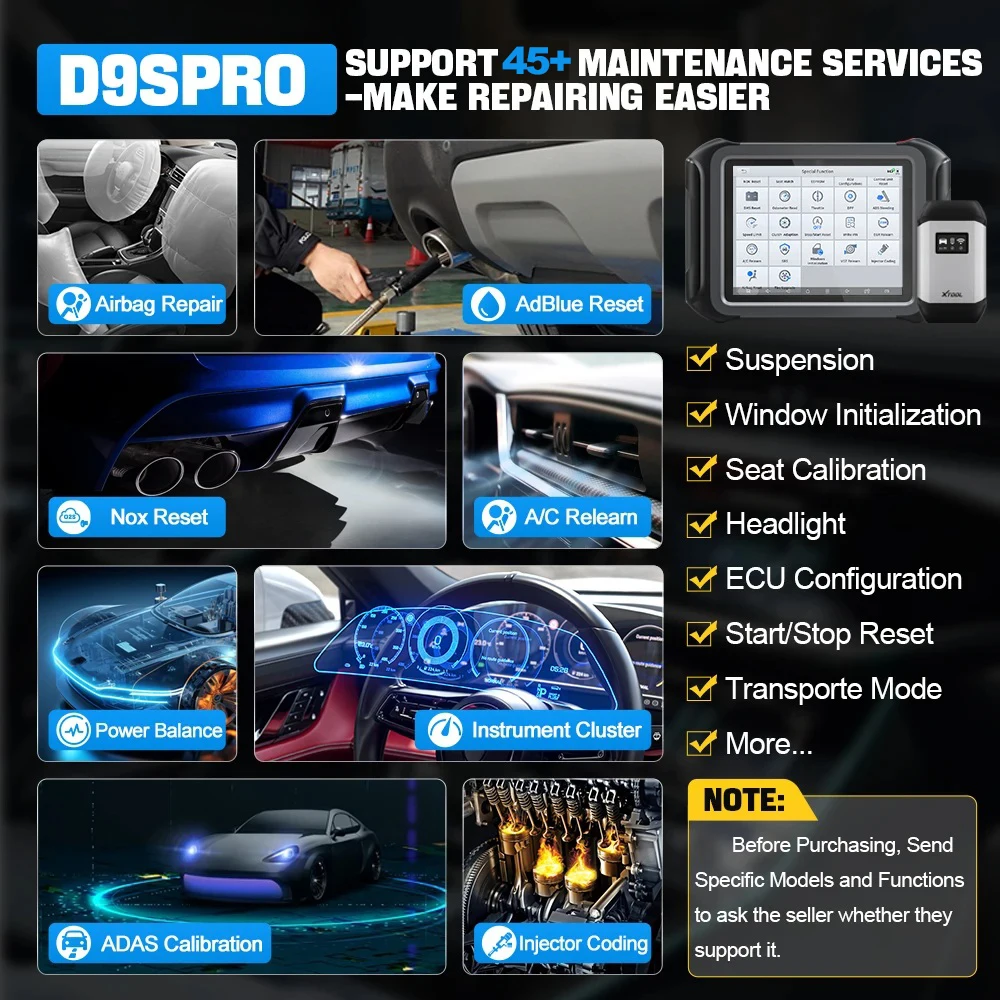 XTOOL D9S Pro Engine Diagnostic Scanner New Car Key Programmer Obd2 Scanner Professional Car Diagnostic and Key Coding Tool