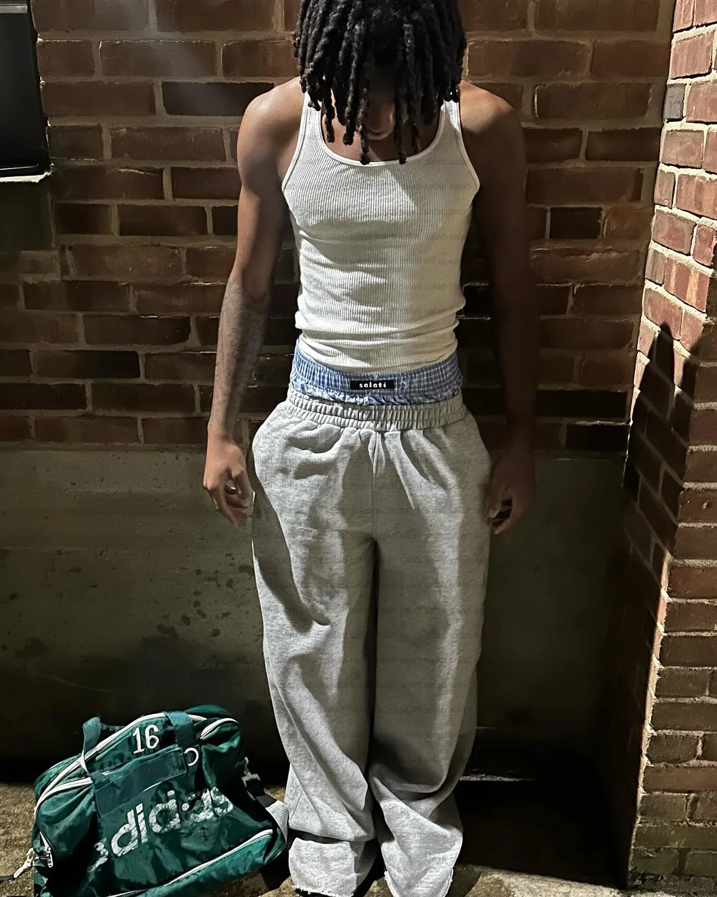 Custom Streetwear Jogger Track Pant Cut and Sew Baggy Sweat Trouser Cotton Oversized Wide Leg Double Waist Flared Sweatpants Men gallery 3