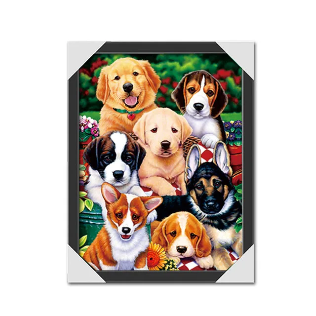 3D-Изображение семьи животных и собак с постером 3D-эффектом