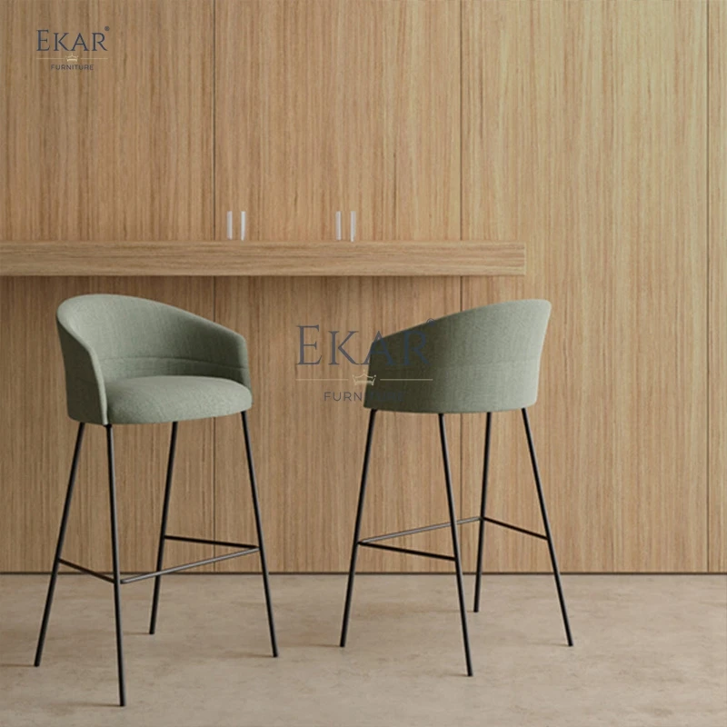 Modern Sleek Bar Stool Durable Metal and Natural Fabric or Leather for Kitchen Dining Hotel or School Use manufacture