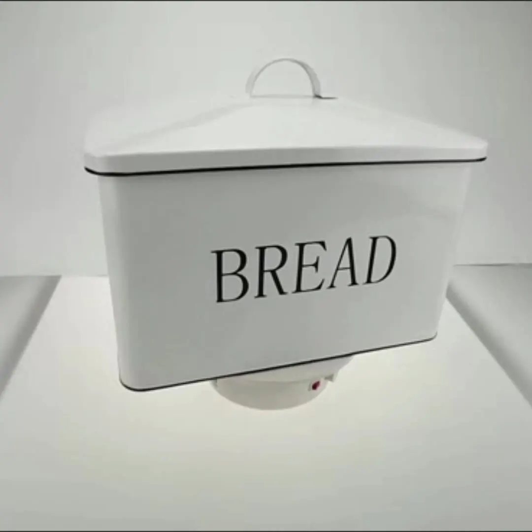 Metal Bread Box with Side Handles,Large Capacity Farmhouse Bread Bin for Kitchen Countertop,Bread Storage Container with Lid