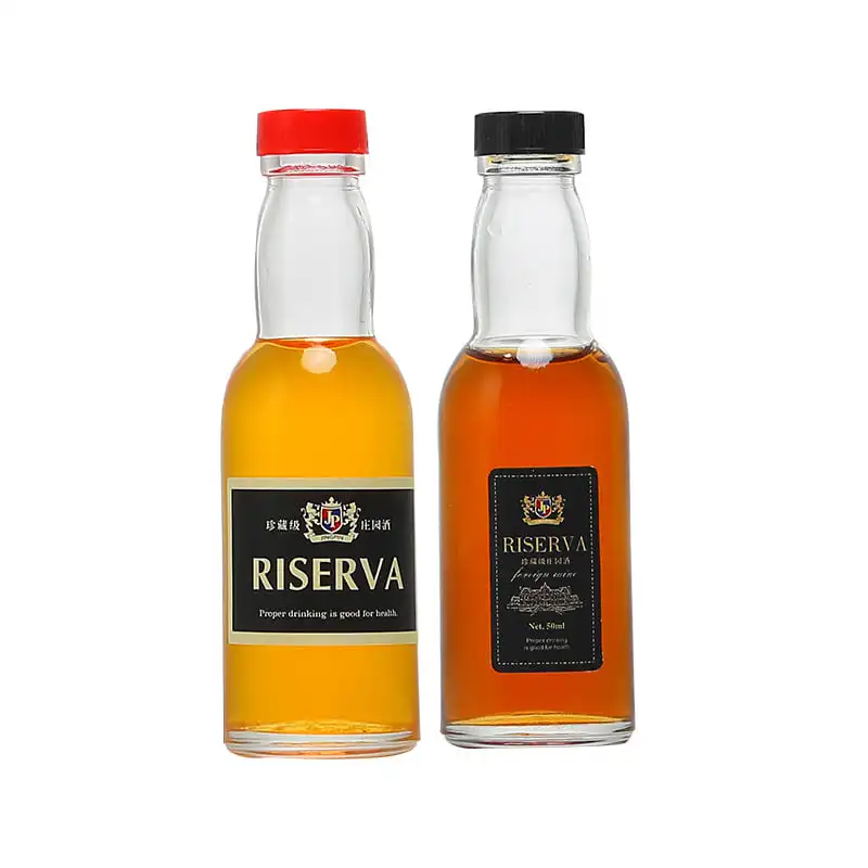 Wholesale 50ML Mini Empty Glass Ice Wine Bottle for Whiskey Liquor Vodka with Screw Top