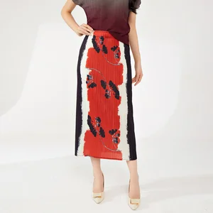 2025 Latest Summer Women's High Quality Pleated A-Line Skirt Fashionable Stretch Printed Skirt Elastic Vintage Western Style