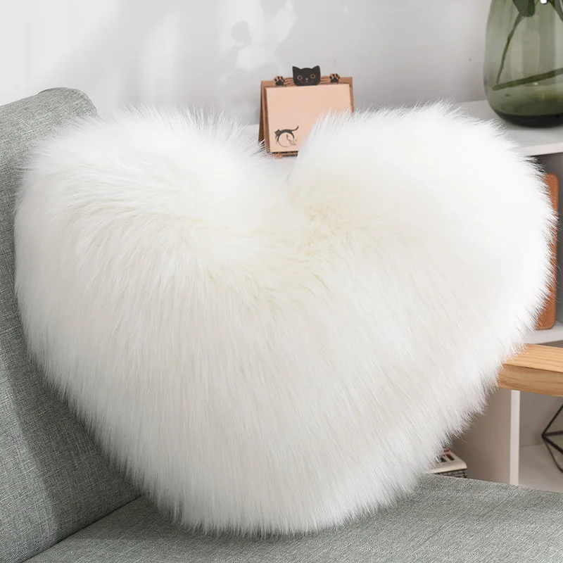 Aoyatex creative heart-shaped plush throw pillow cushion Cushion with core sofa waist cushion office seat wool pillow manufacture