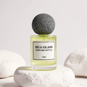 Factory Sale 100ml Cylinder Glass Empty Perfume Bottle With Artificial Stone Cap Crimp Perfume Bottle Customized Box