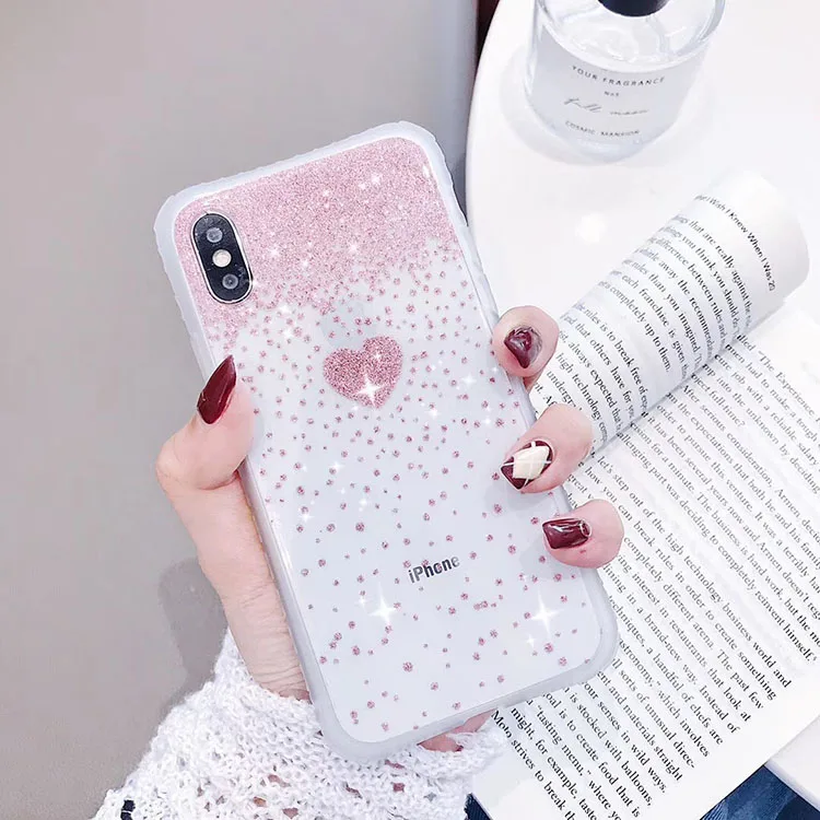 small waist glitter heart girly case for iphone 12 luxury phone case for iphone 12