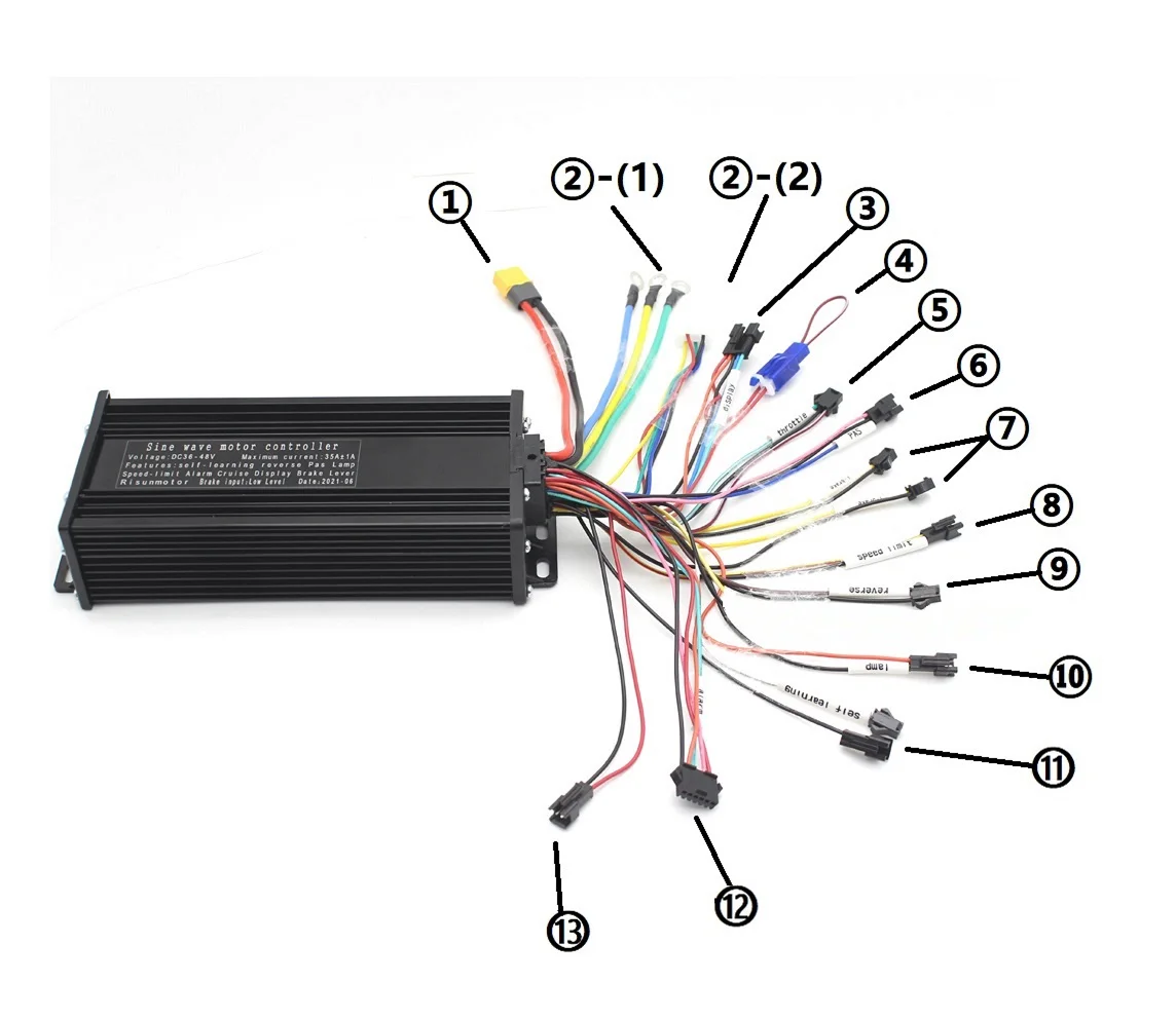 Electric Bicycle Accessories 36V 48V 60V 72V 1000W Brushless Controller Aluminium Shell Electric Bicycle Scooter E-Bike 3 Mode Sine Waves Speed Controller (Size : 60-72V