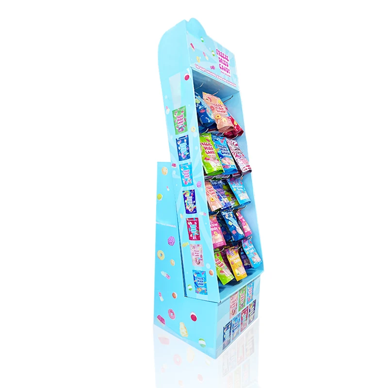 Custom Pop Creative Candy Floor Display Unit Rack Retail Store Product Cardboard Sweets and Candy Display Stand