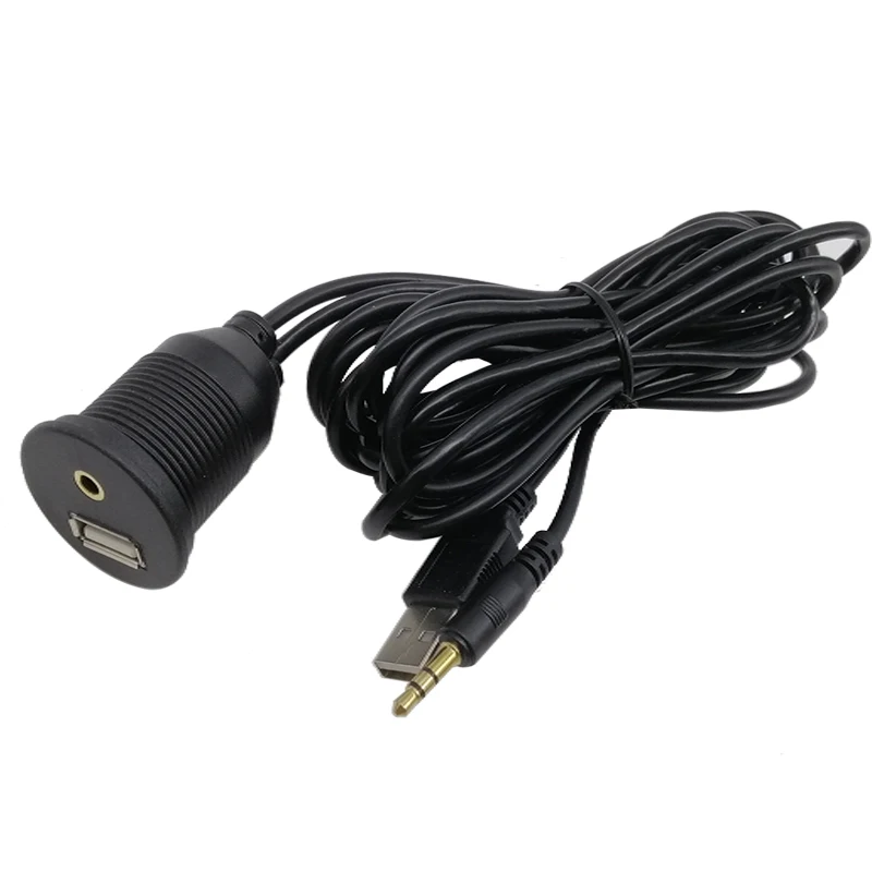 
 USB 3,0 DC 3,5 мм утопленный кабель для автомобиля 3,0 футов USB Удлинительный кабель AUX Удлинительный кабель для панели автомобиля водонепроницаемый монтажный кабель для автомобиля  