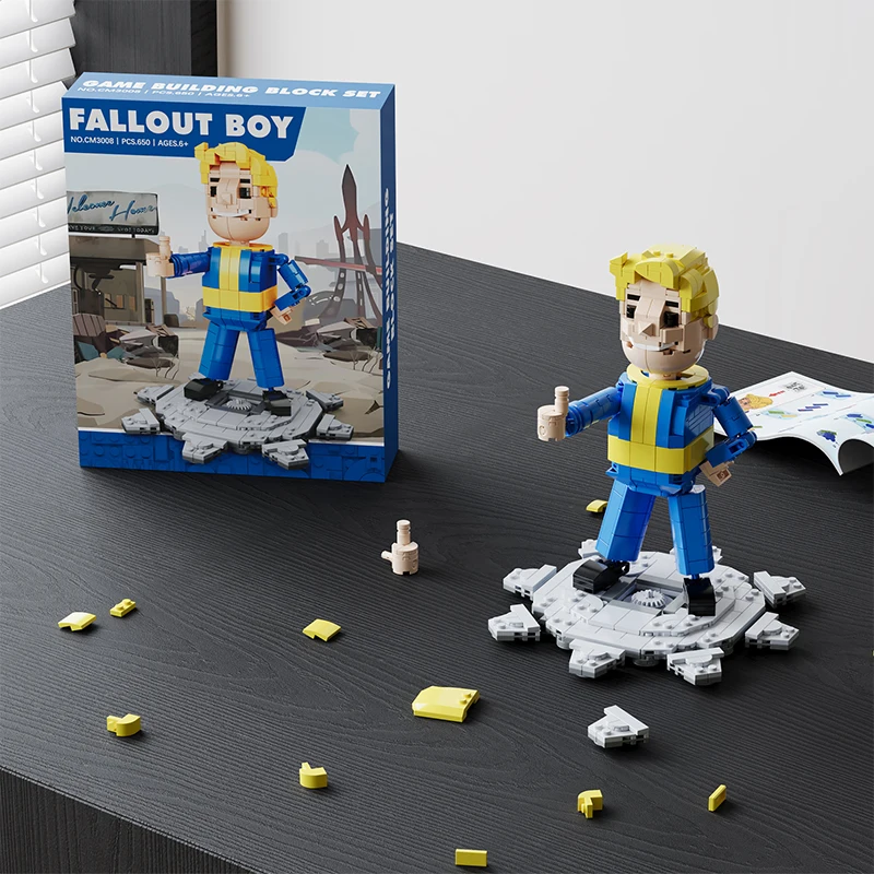 CAYI Vault Boy Fallout Boy Building Block Set Moc Square Head Figure Assembled Building Block Set DIY Nano Brick Educational Toy