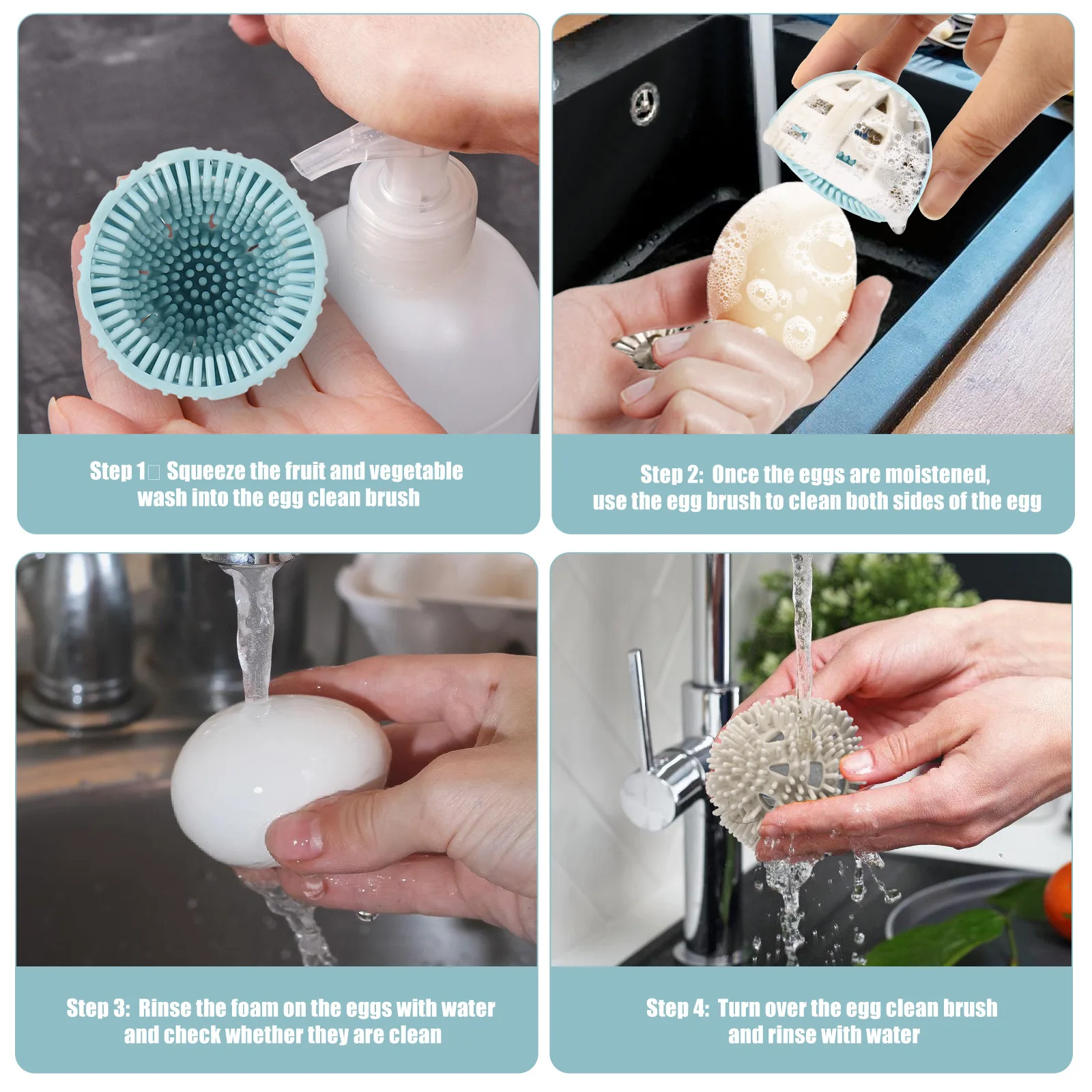 Egg Scrubber Silicone Egg Washer Machine Tool Egg Spinning Cleaner