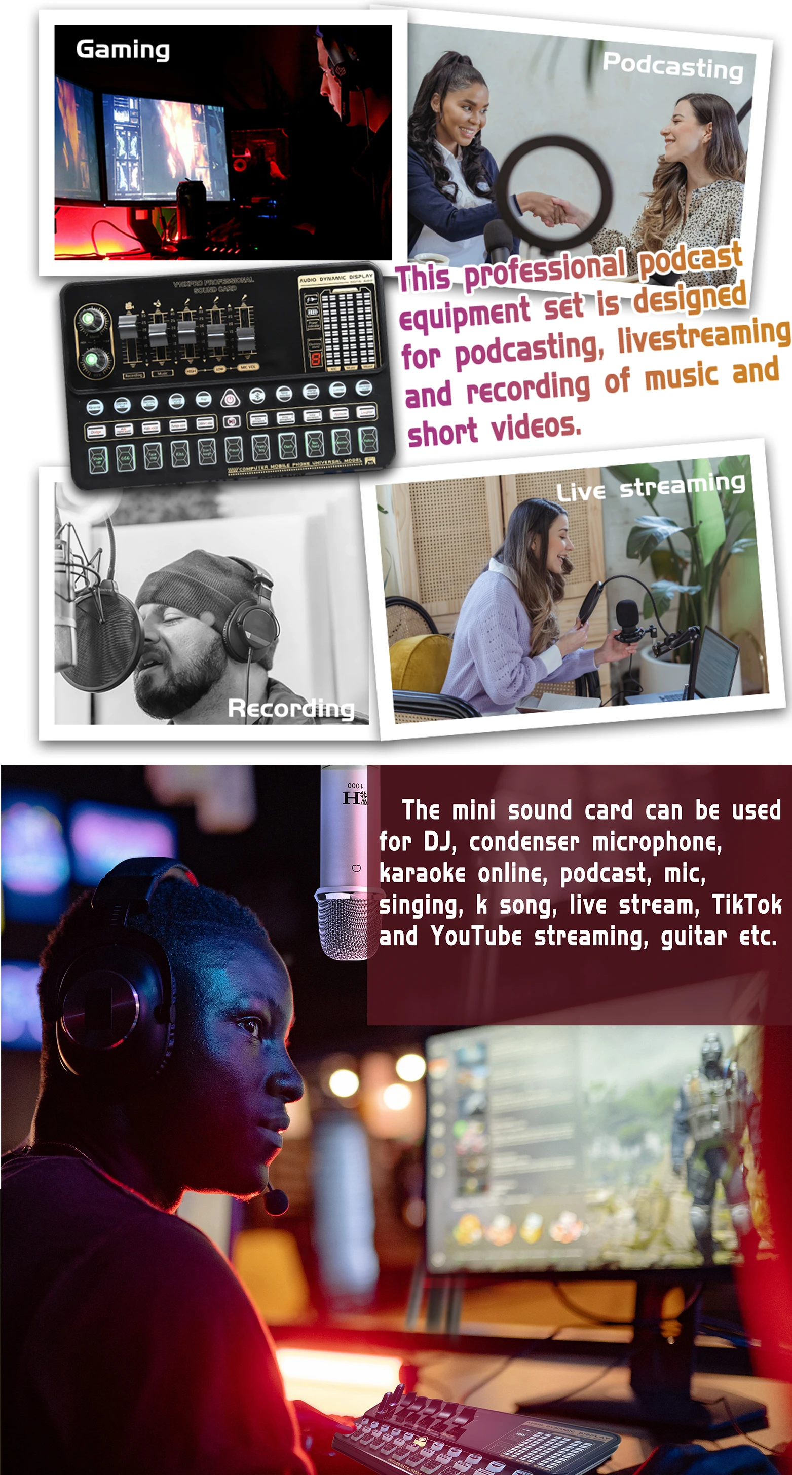 Professional Audio Interface - Sound Card & Mixer for Live Streaming