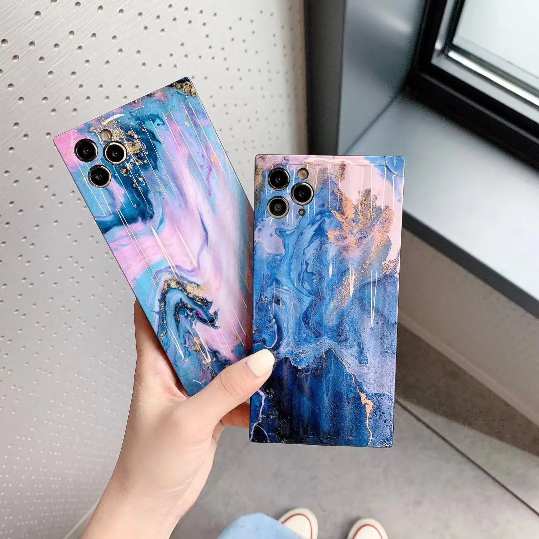 Wholesale Luxury Square Phone Case for iPhone 11 12 Pro XS Max X SE 2  Fashion Marble Pattern Phone Covers for iPhone 6 6s 7 8 Plus XR From  m.