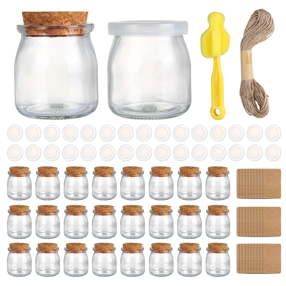 150ml Empty Glass Yogurt Container 5oz Round Jelly Glass Dairy Milk Pudding Jar with Cork