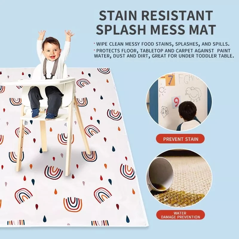 Messy Mat Round Splat Mat Splat Mat For Under High Chair,Washable