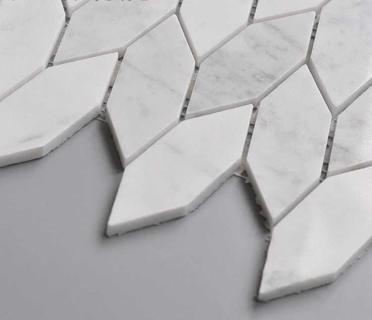 Villa Lobby Toilet Hallway Pattern Shaped Back Splash Carrara White Marble Art Mosaic