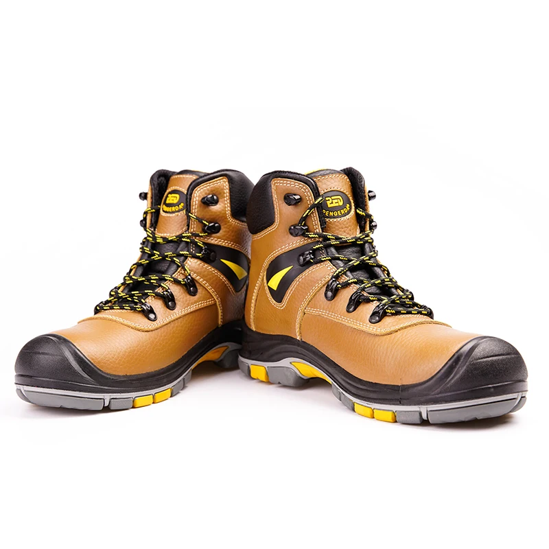 Leather Slip Resistant Price Steel Toe Construction Rubber Sole Work Boots for Men