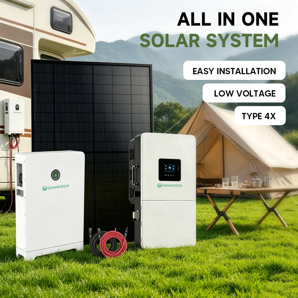 Grandtech Set Cyflawn 5kW 8kW 10kW 12kW 20kW Rhaglennu Cymysg Gweithredu Ar Siatâl System Batri Lithiwm Haulol ar gyfer Cartref System Egni Haulol ar gyfer Cartref