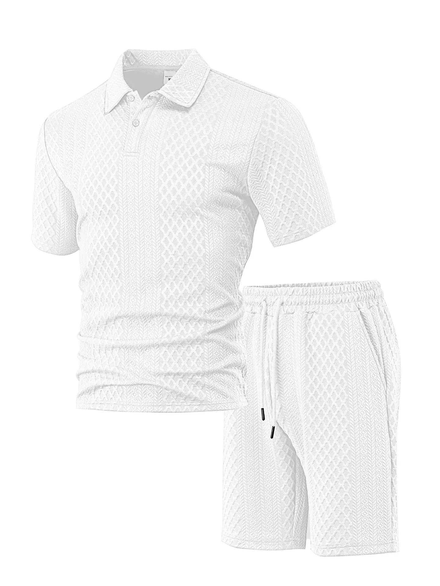 2026 New Style Men's Casual Suit Featuring a Lapel Patterned Texture Short Sleeved Polo aperçu 10