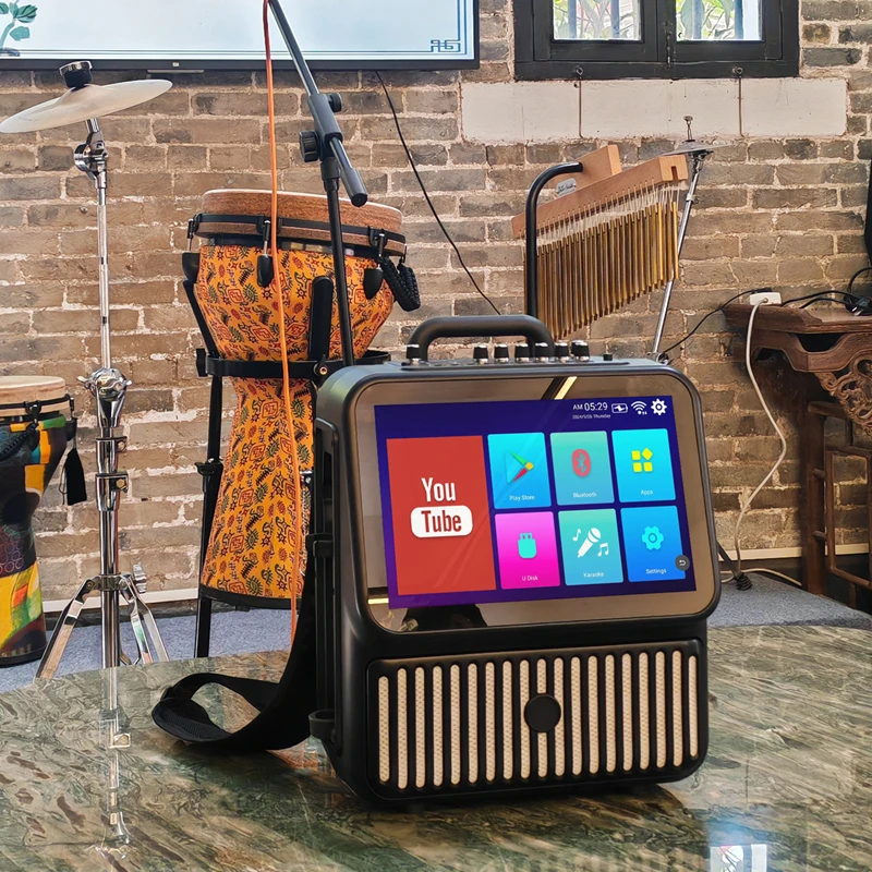 2025 New Android 13.0 Smart System Home Karaoke Machine for Kids with Songs 2g RAM 32g ROM 13.3'' Led Touch Screen