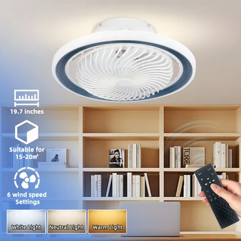 Modern 560mm 45W Super Bright DC Motor LED Ceiling Fan Light with 5 Blades Remote Control ABS Body Stylish Decorative