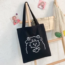 Холщовая Сумка через плечо с мультяшным принтом холщовые сумки на молнии оптовая продажа симпатичная сумка-тоут для