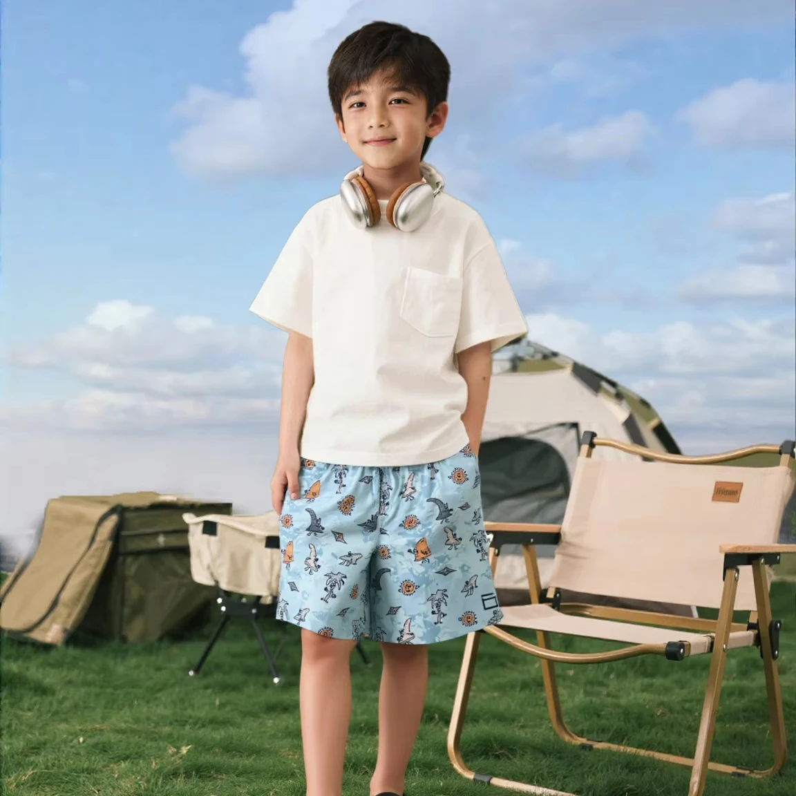 Pantaloncini da nuoto per bambino, estivi, con stampa western, costume da bagno per bambini, pantaloncini da nuoto per uomo