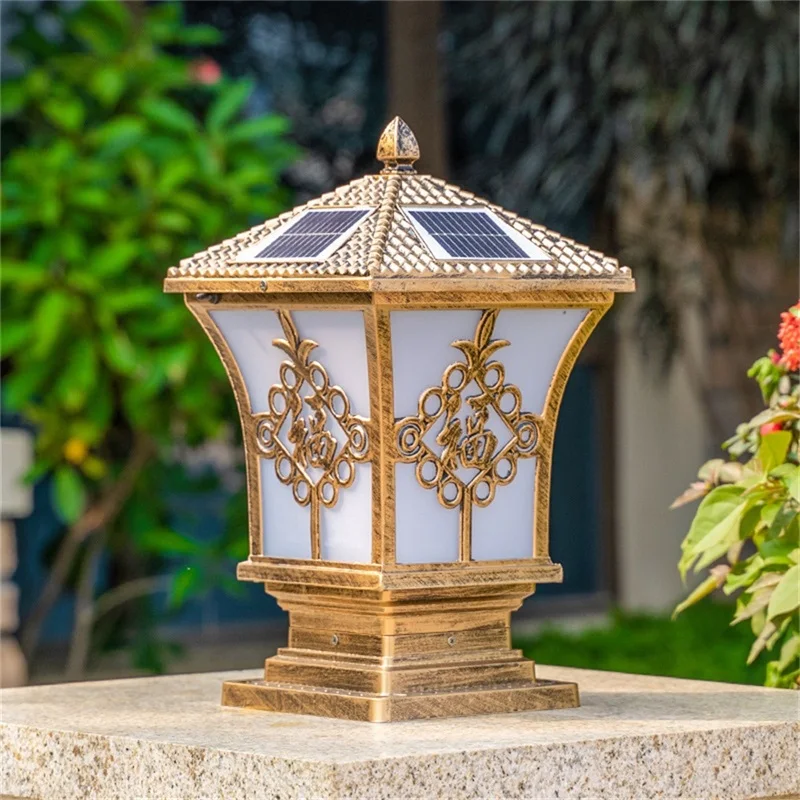 Dropshipping Outdoor Classical Lights Waterproof Aluminum Pillar Fixtures Garden Cast Iron Post Lamp