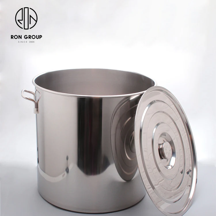 Cheap hotel stainless steel multi capacity soup container dinnerware heavy duty custom restaurant catering deep soup stock pot