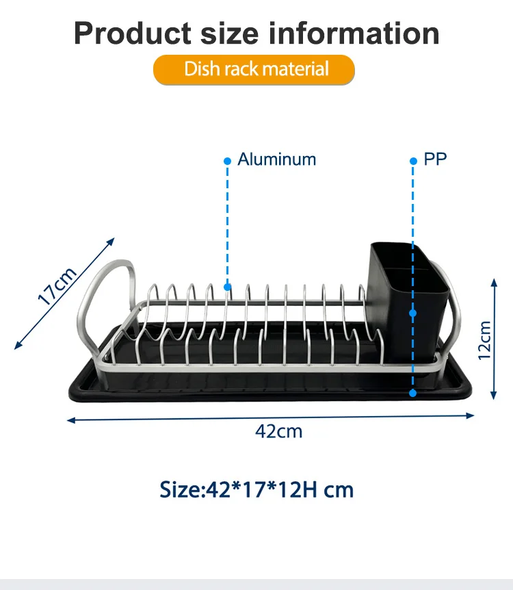 Customized Aluminium Dish Rack Multi Function With Cutlery Basket Stainless Dish Rack For The