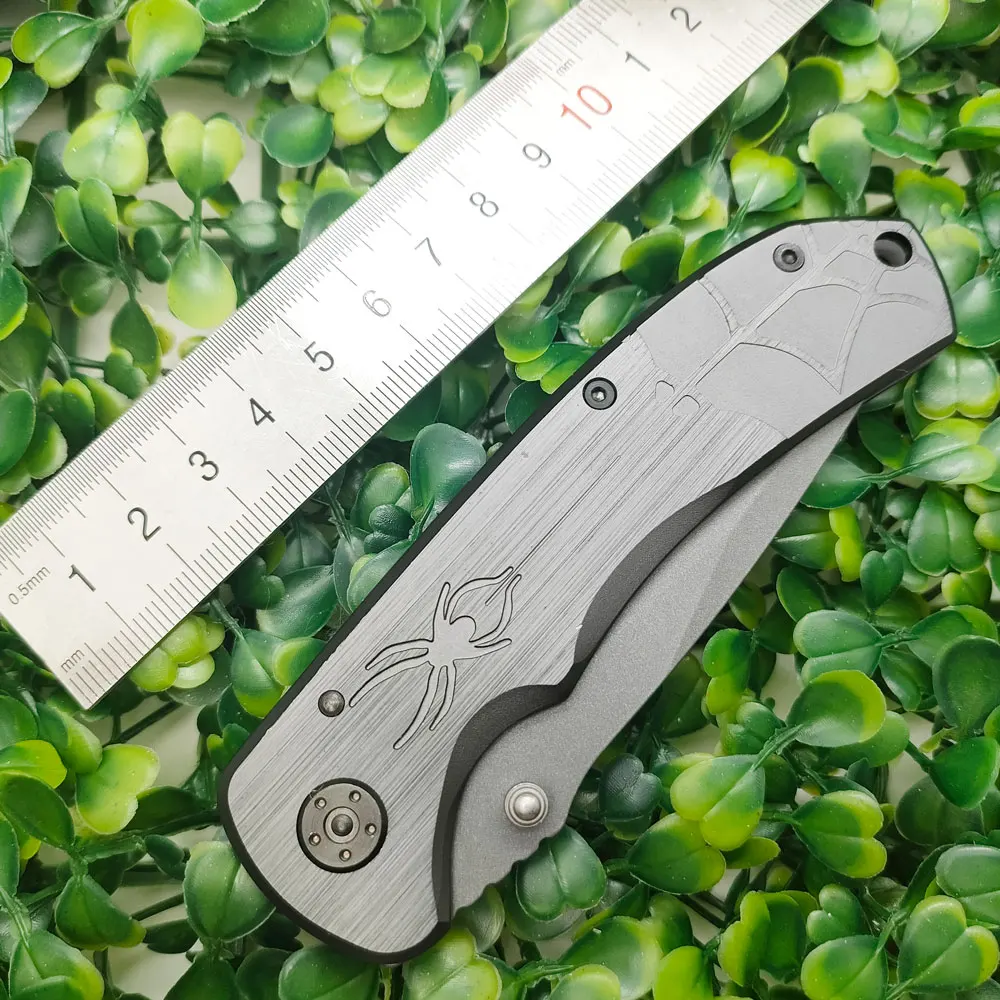 Aluminum Handle Spider Pattern Drop Point Fixed Blade Hunting Survival Tactical Knife