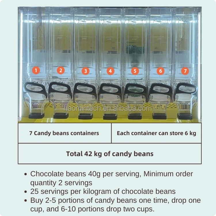Automatic Chocolate Jelly Bean Nut Specific Size Food Dispenser Vending Machine for Commercial Use