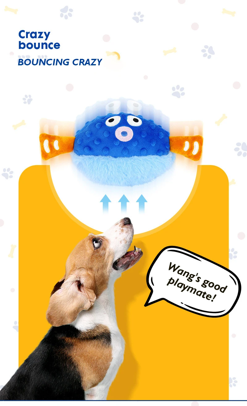 NEW Pet Plush Bouncing Ball Sound Dog Toy Electric Bouncing Ball Intelligent Automatic Rolling Ball details