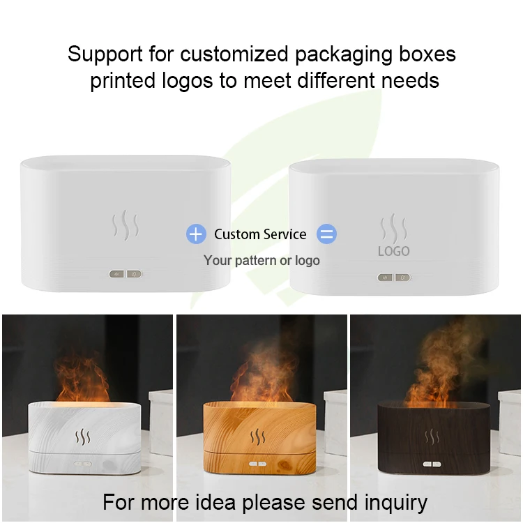 Flame Humidifier Lamp Water Atomizer Mist 180ml Simulation Fire Essential Oil Humidifier 3D Flame Aroma Diffuser